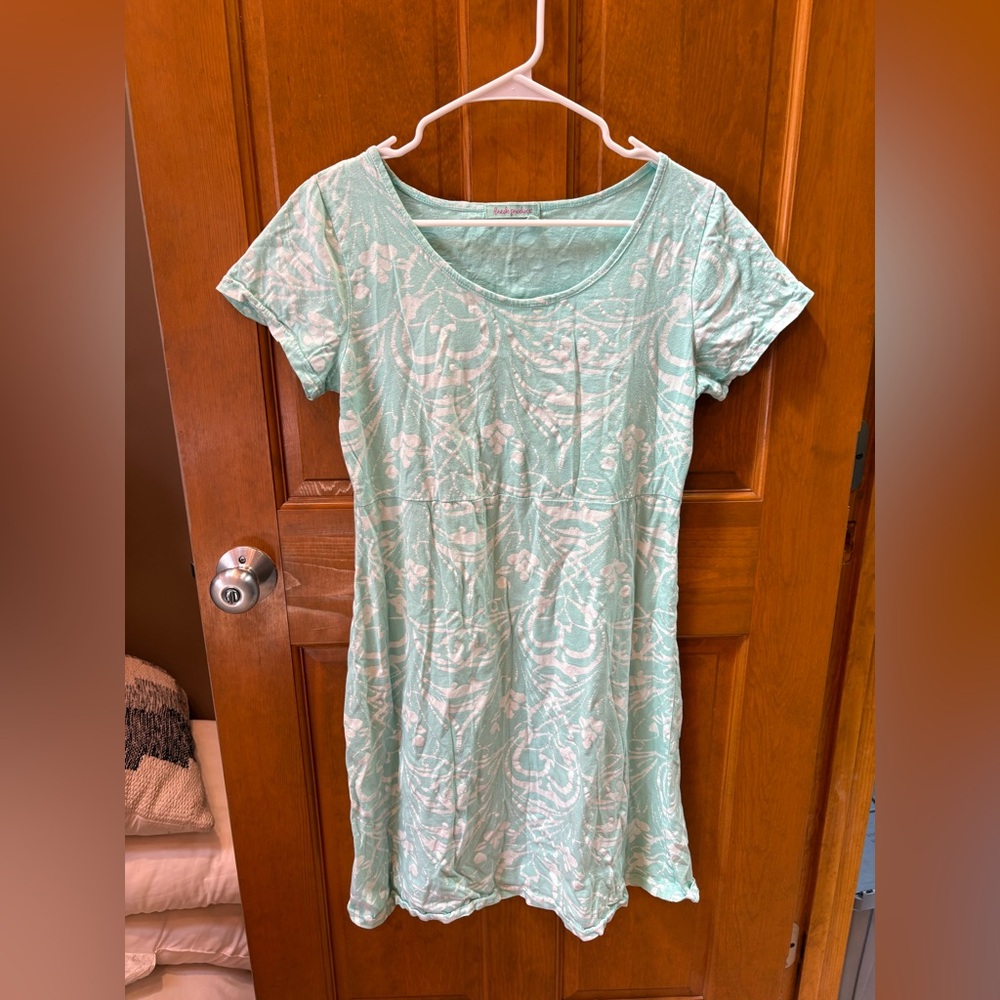 Fresh Produce Women’s 100% Cotton Teal Paisley Short Sleeve Dress Size Small